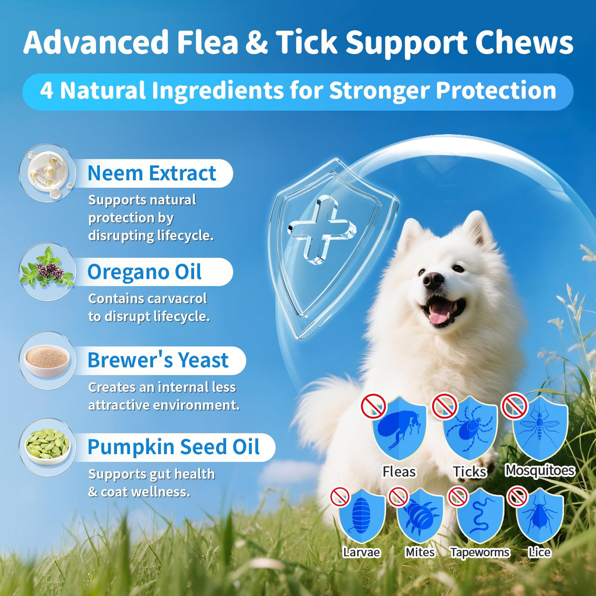 Chicken Flavor Flea and Tick Chewable Dog Supplement 135 Count O826