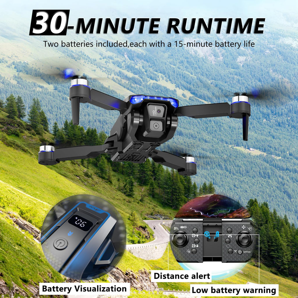 Foldable Mini FPV Drone with 1080P Camera, Carrying Case, 2 Batteries Z48638