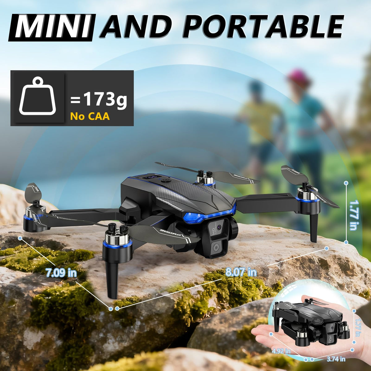Foldable Mini FPV Drone with 1080P Camera, Carrying Case, 2 Batteries Z48638