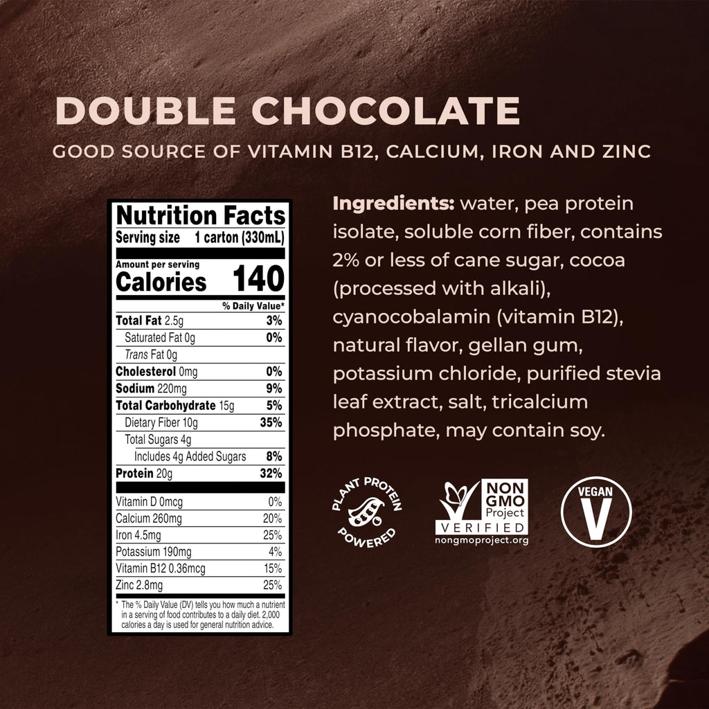 Double Chocolate Vegan Protein Shake 11 Fl Oz Pack of 12 M831