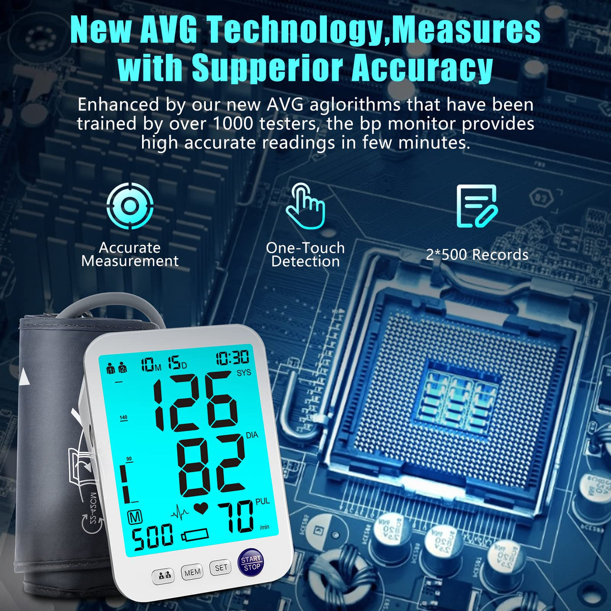 Automatic Digital Blood Pressure Monitor Upper Arm Adjustable Cuff S816