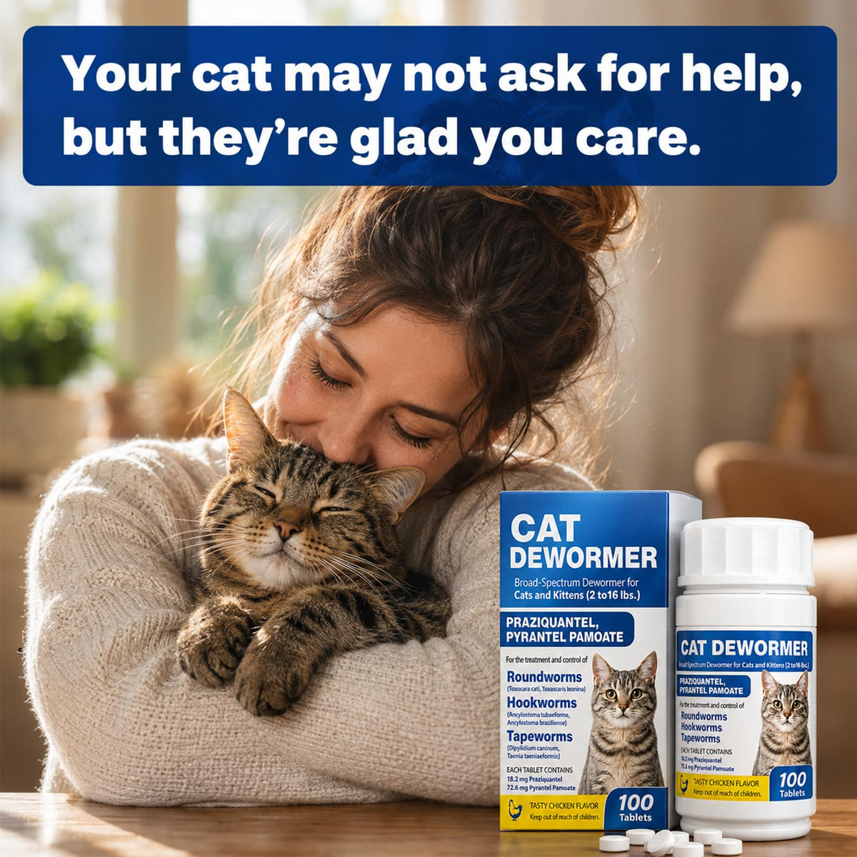 Cat and Kitten Dewormer 100 Tablets V9263