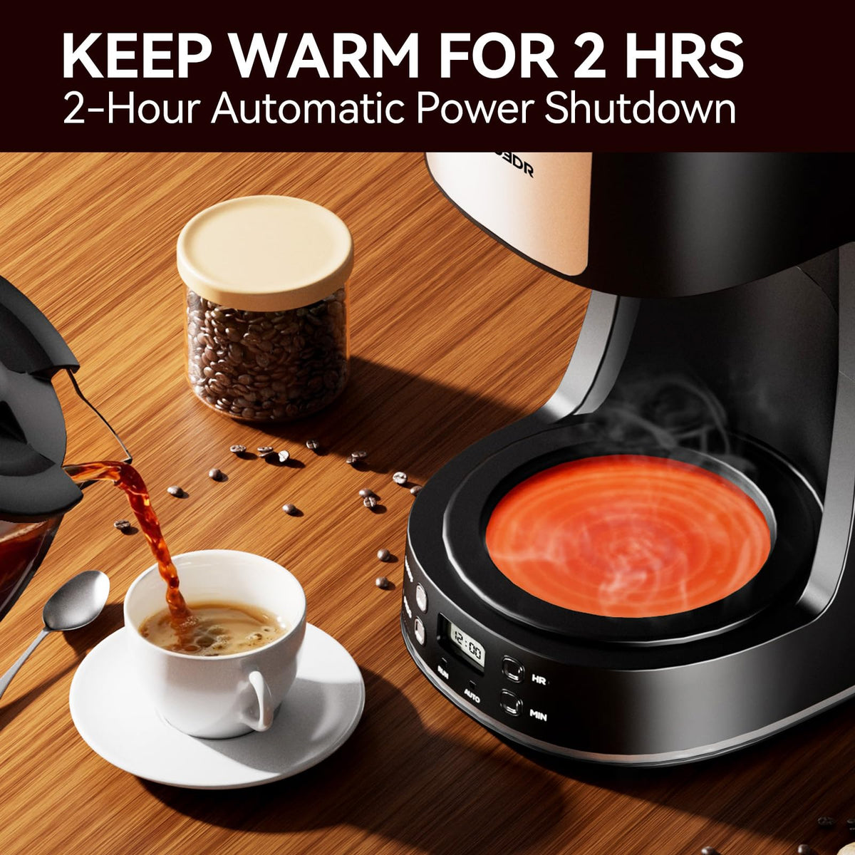 12 Cup Programmable Drip Coffee Maker with Glass Carafe and Reusable Filter T680