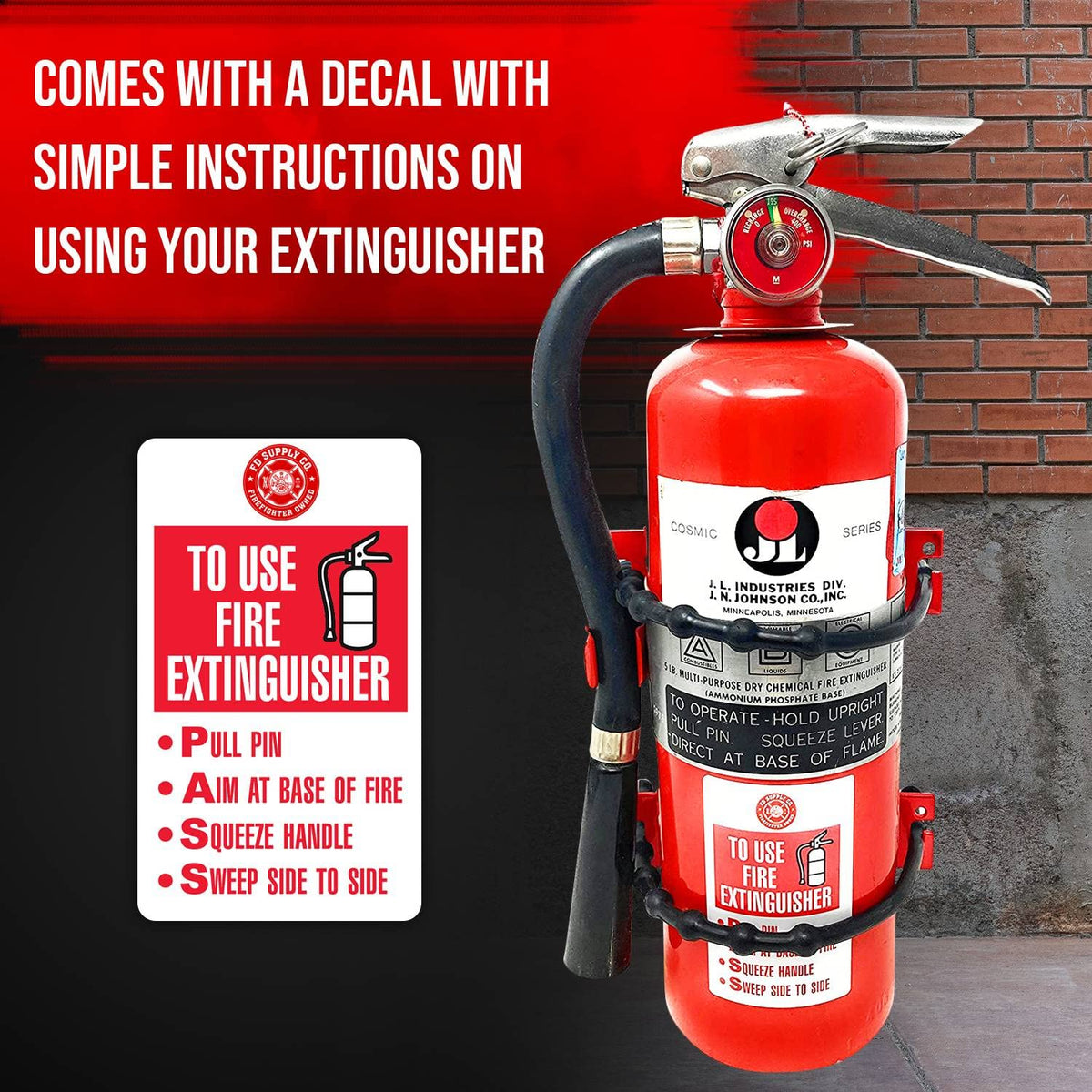Heavy Duty Wall Mount Fire Extinguisher Bracket for 2.5 lb & 5 lb, Pack of 2 W283264