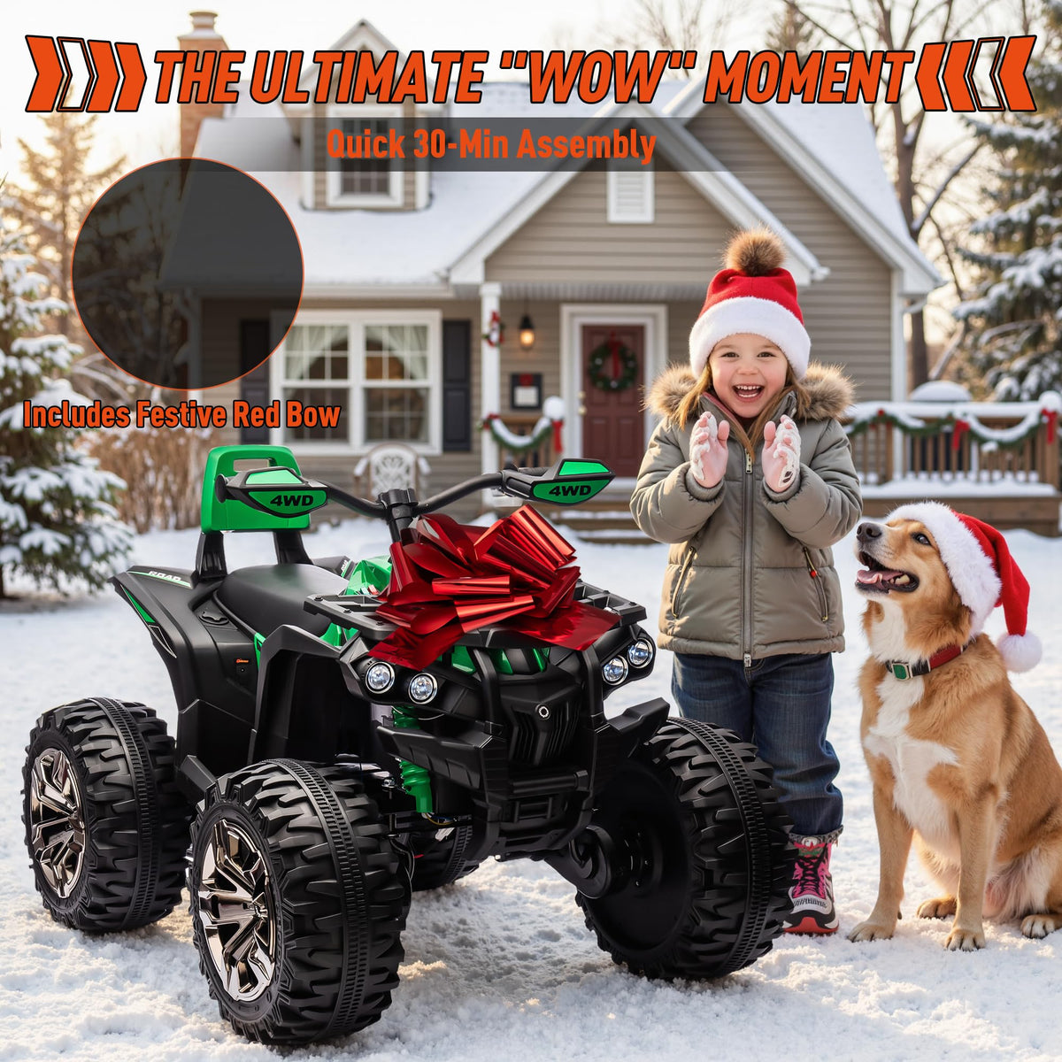 24V Kids ATV 4 Wheeler Green Q703