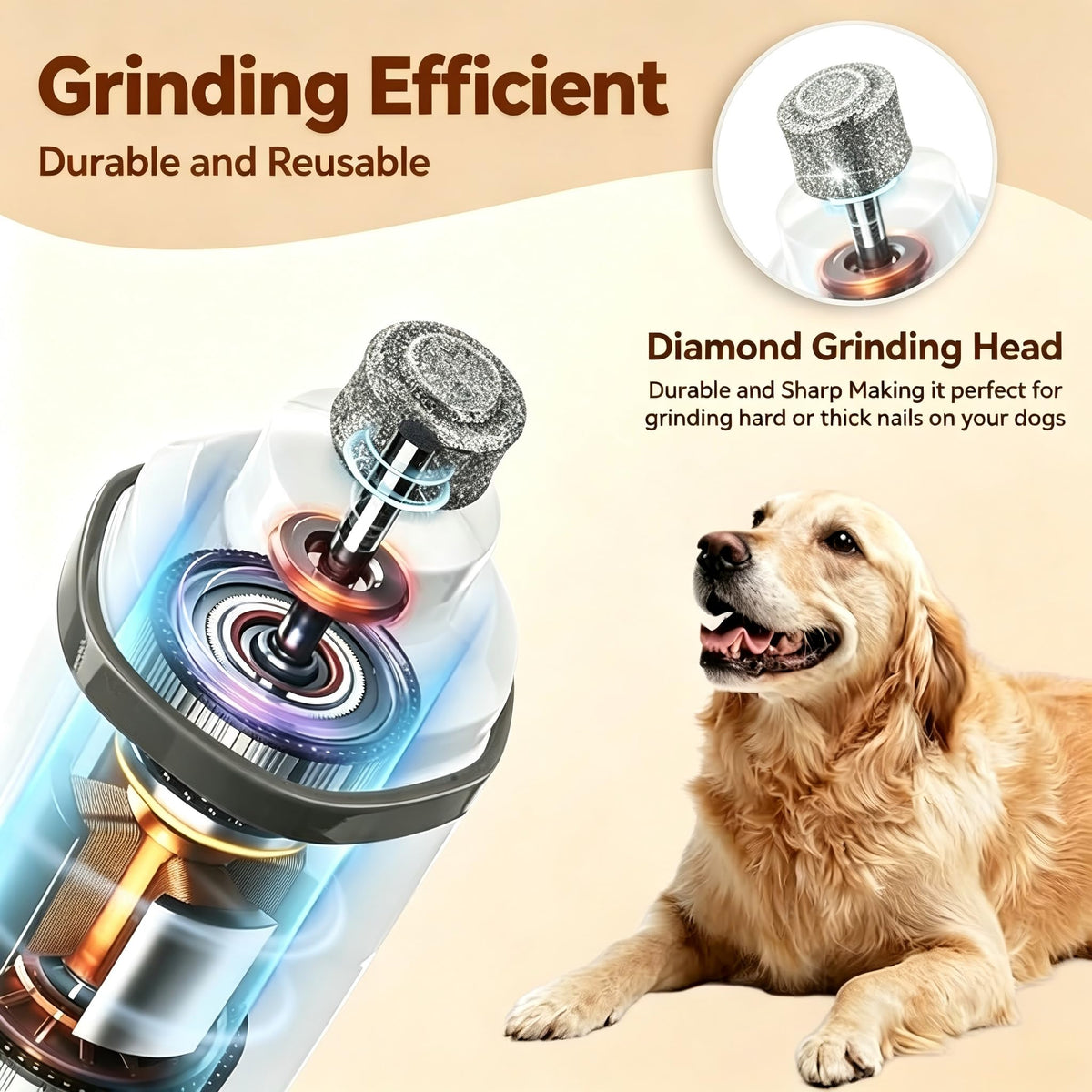 3-Speed Dog & Cat Nail Grinder with LED Light D538