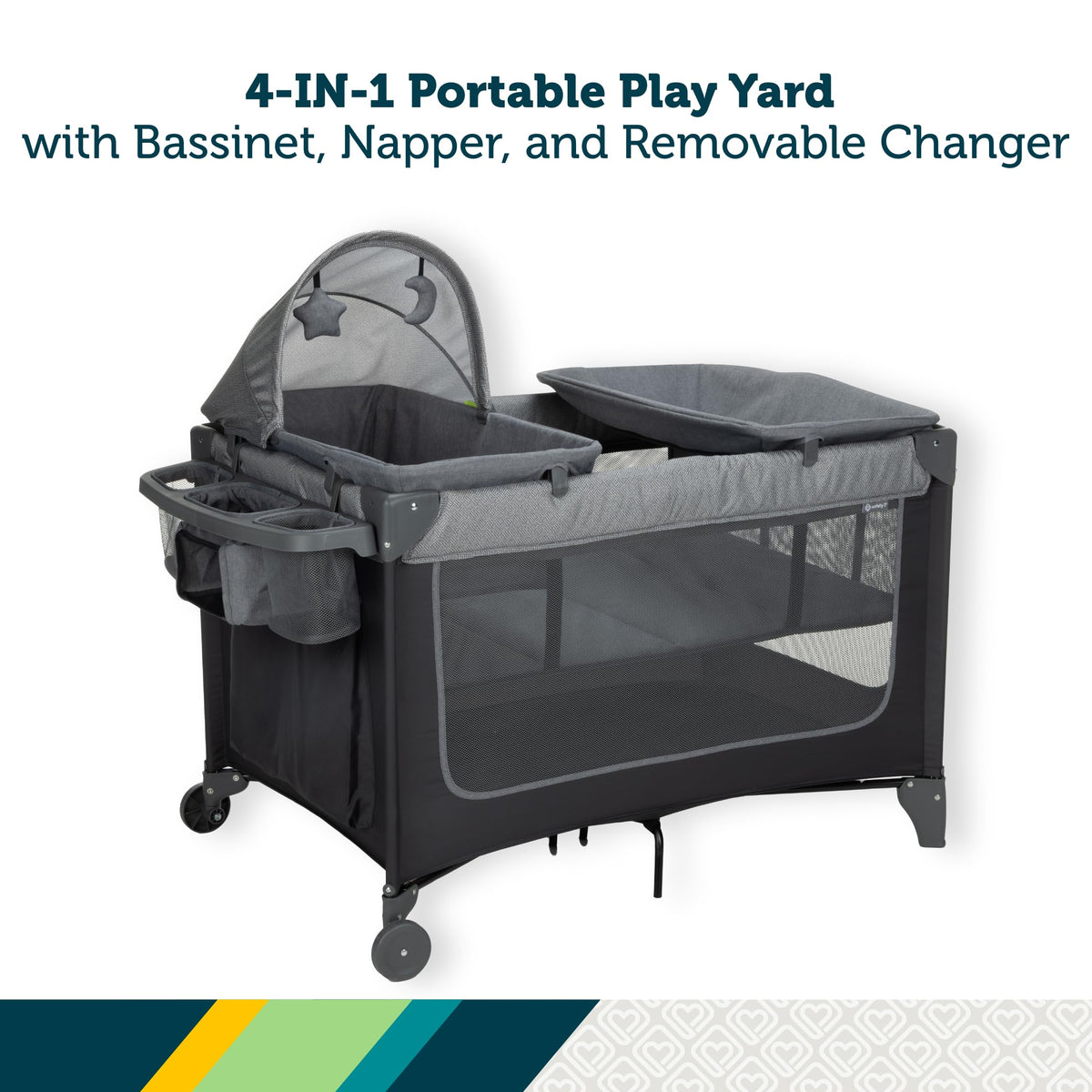4-in-1 Portable Play Yard with Bassinet and Changer C248062