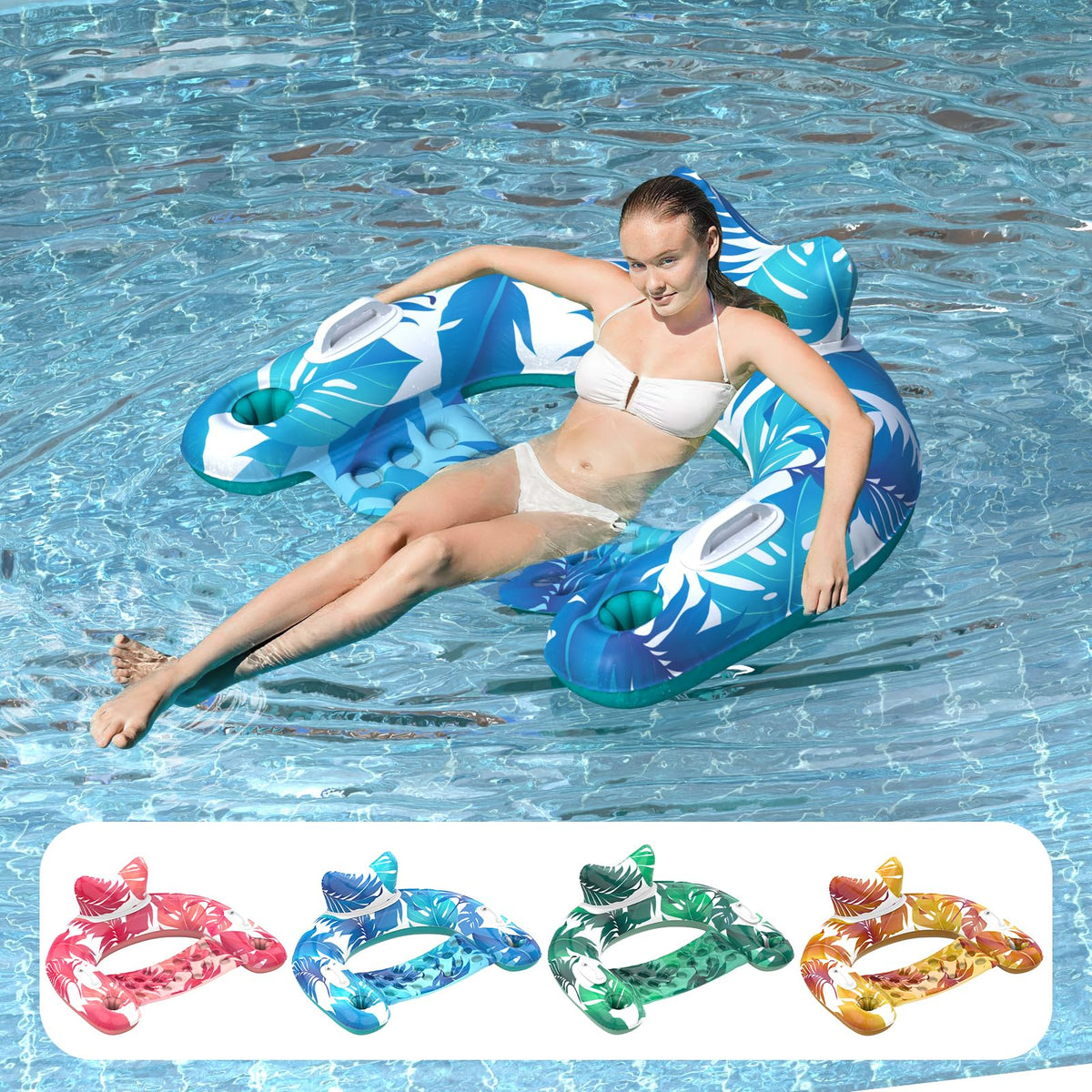 4 Pack Inflatable Pool Floats with Cupholders B201578