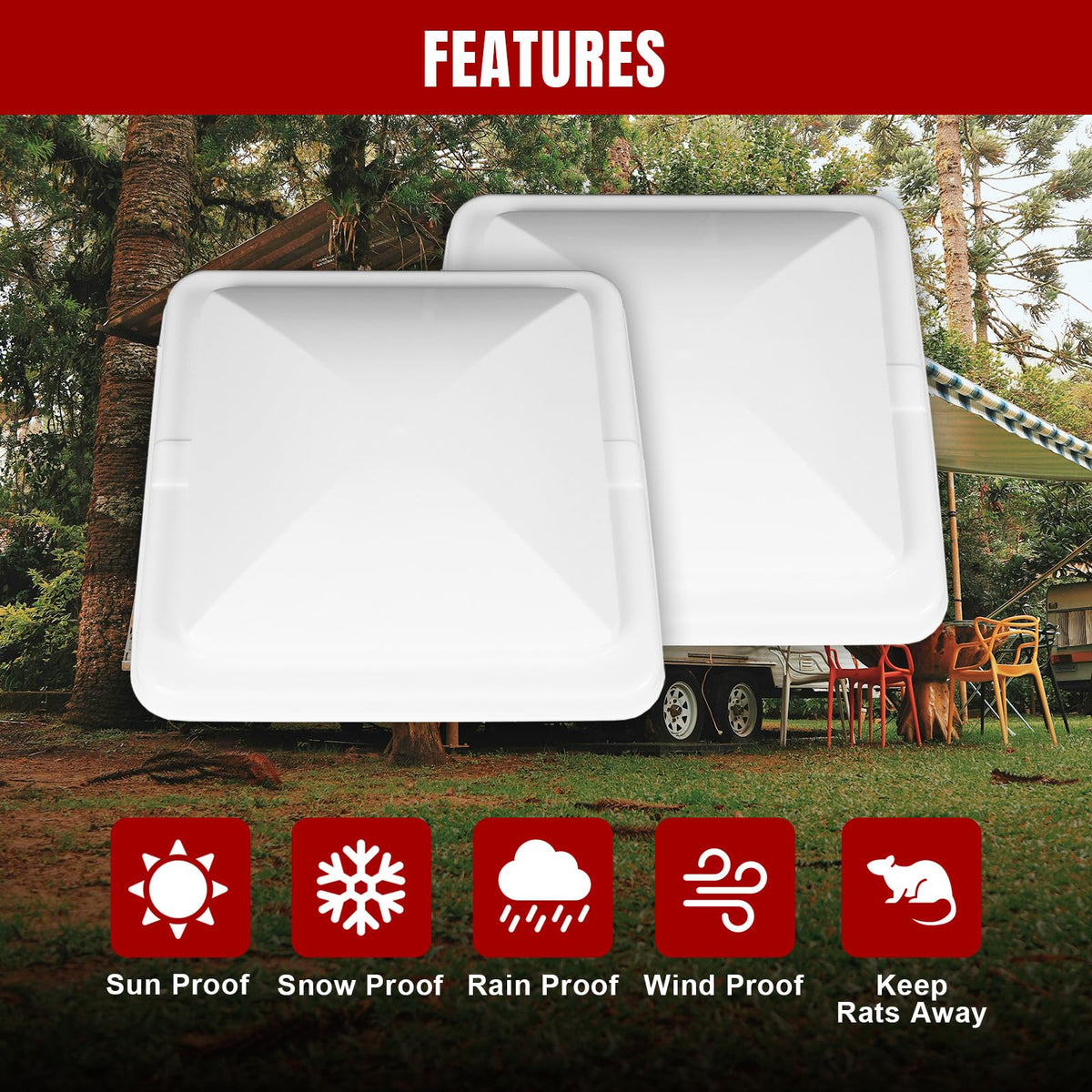 2 Pack 14 Inch White RV Vent Covers R88097