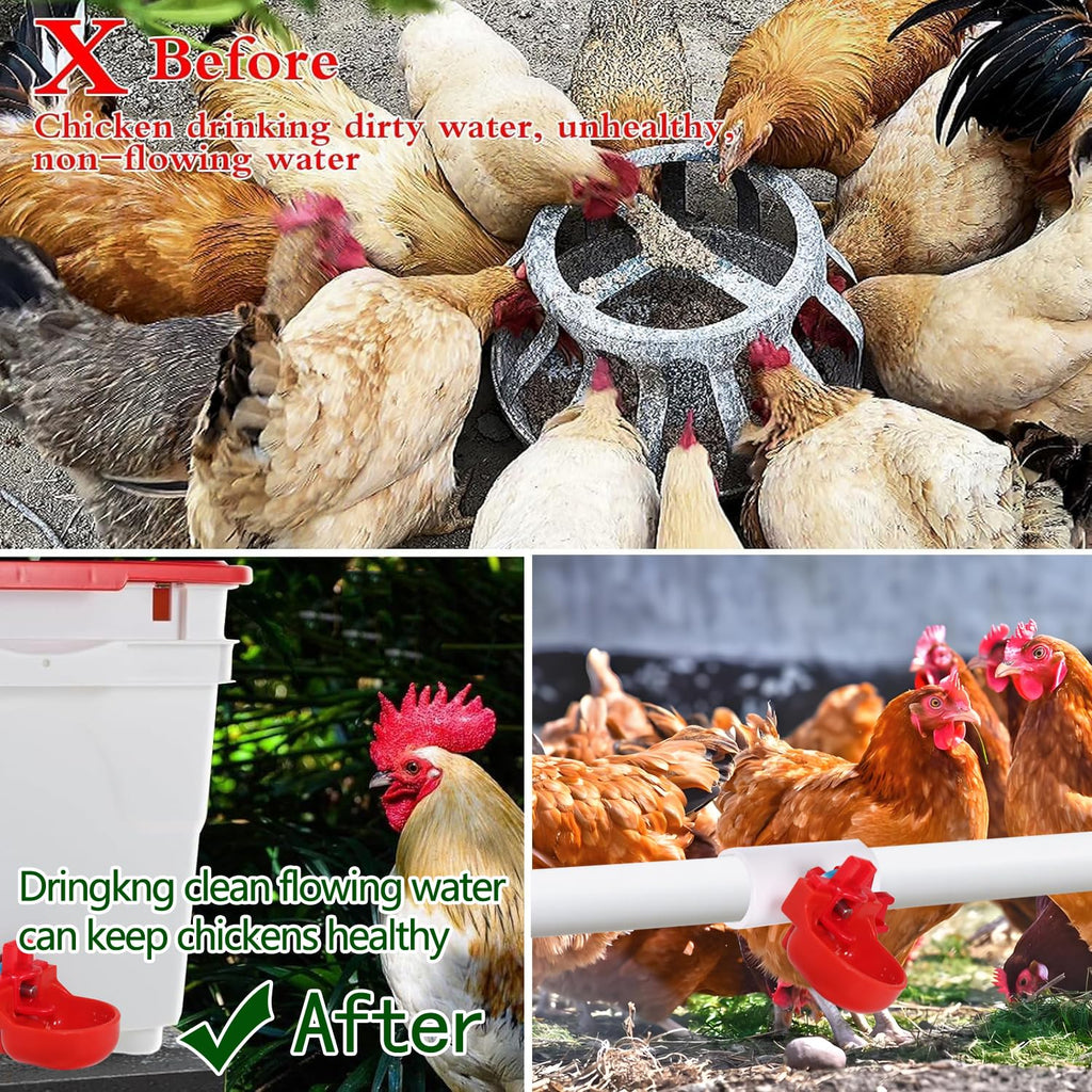 12-Pack Automatic Chicken Water Nipples with Cups A446726