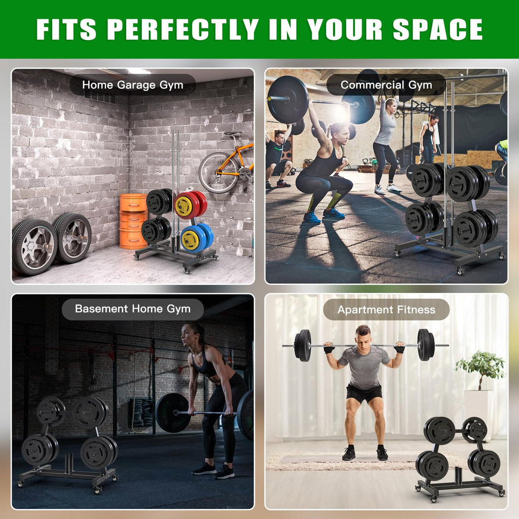 2" Olympic Weight Plate Tree Rack and Barbell Holders A234816