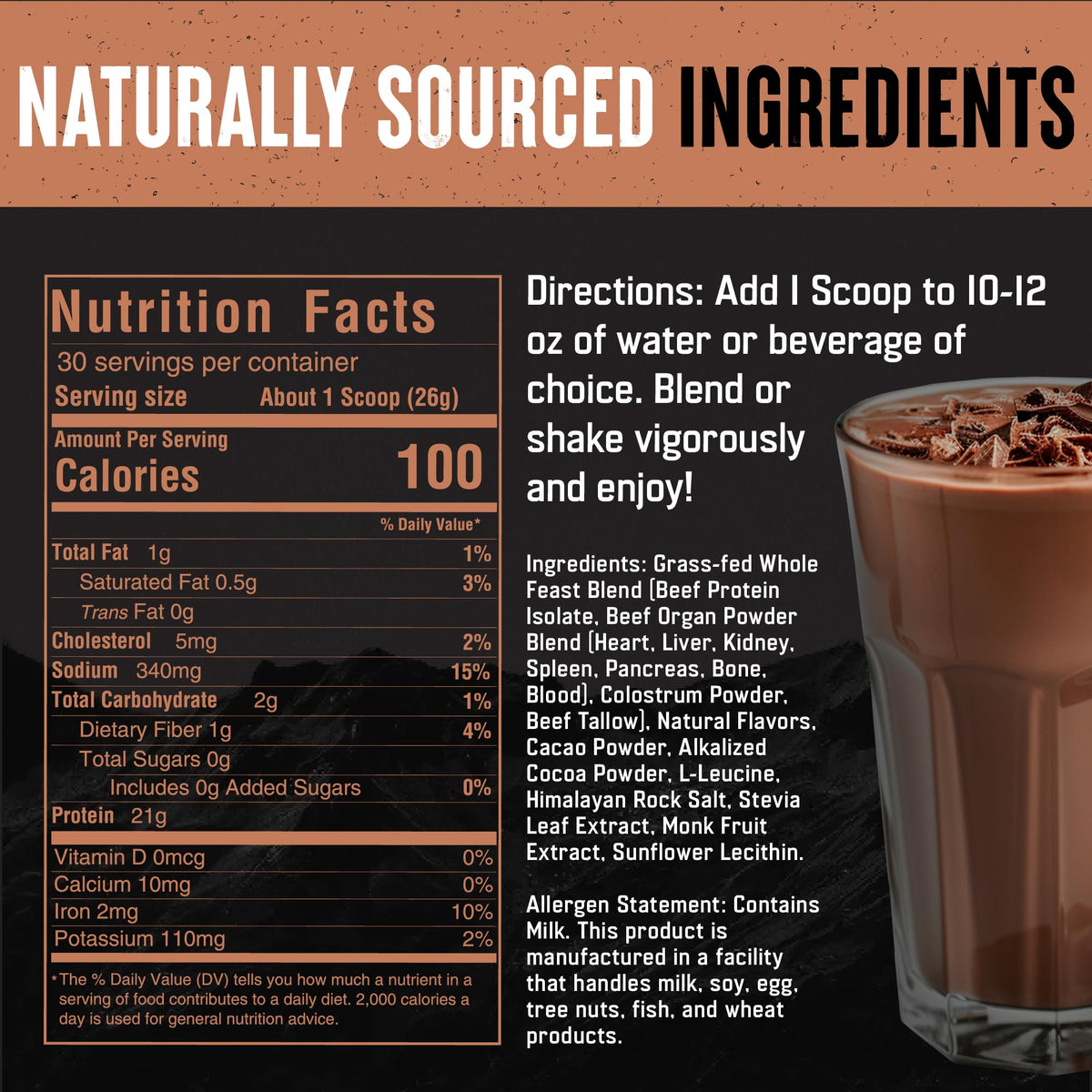 Beef Protein Powder Milk Chocolate 21g Protein N929851