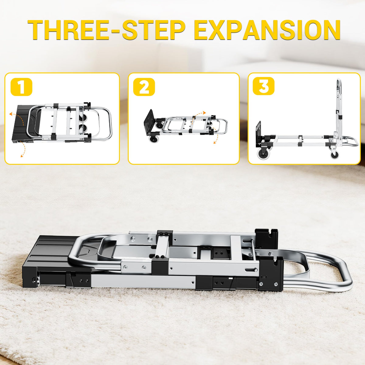3 in 1 Folding Hand Truck 600lbs Capacity Heavy Duty Z914138