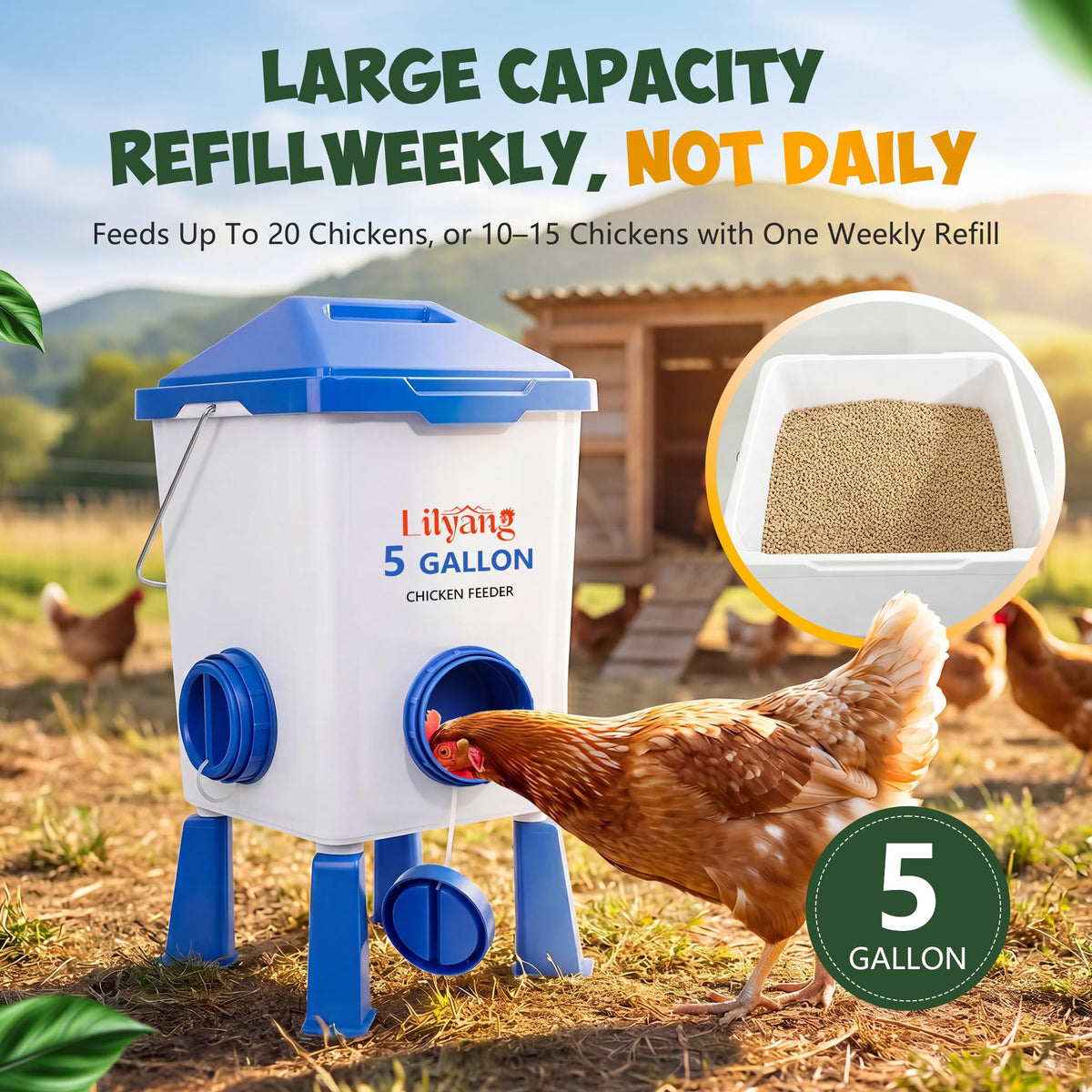 Chicken Feeder and Waterer Set 5 Gallon G693623