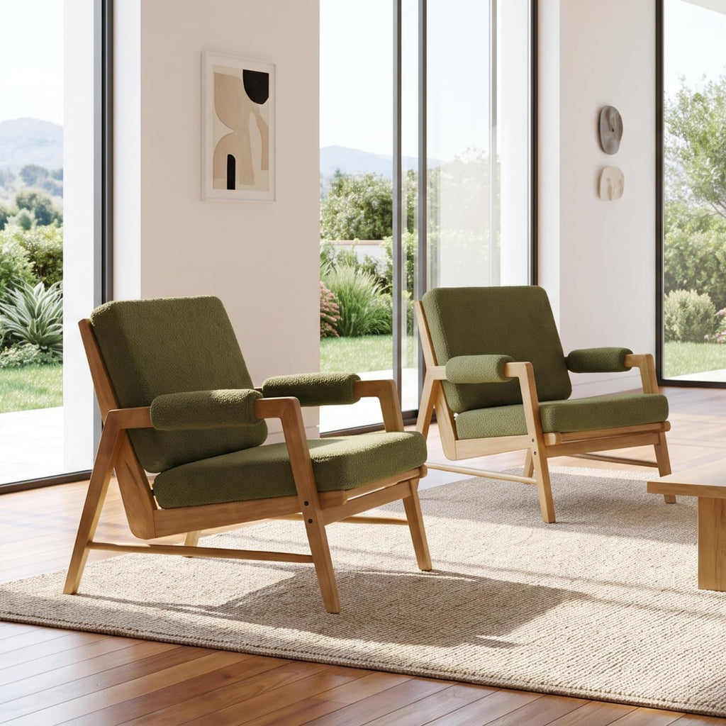Boucle Upholstered Accent Chair Set of 2 K4099