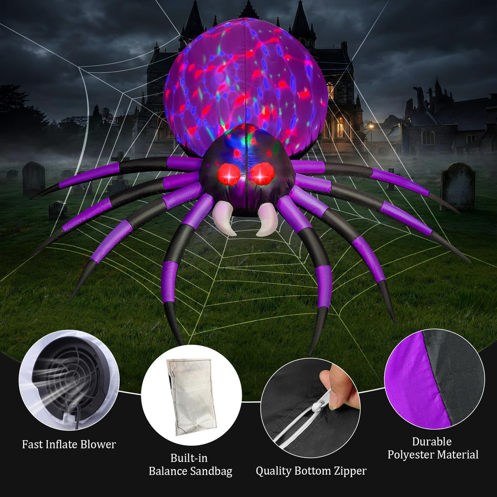 6 FT Inflatable Spider Outdoor Decoration with LED Lights J38514