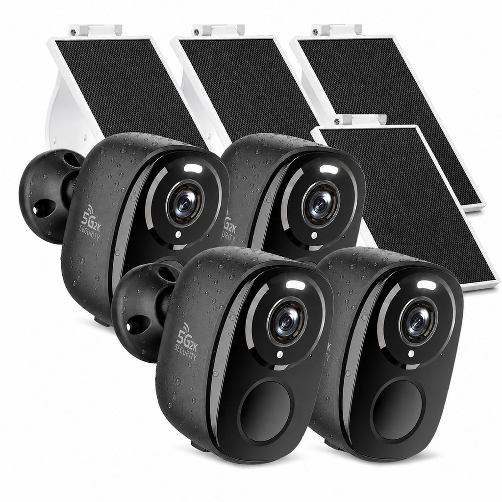 5GHz/2.4G Wireless Outdoor Security Cameras with Solar Panels J57770