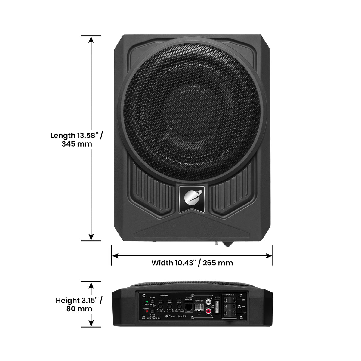 10 Inch 1000 Watt Powered Car Subwoofer and Wiring Kit P49899
