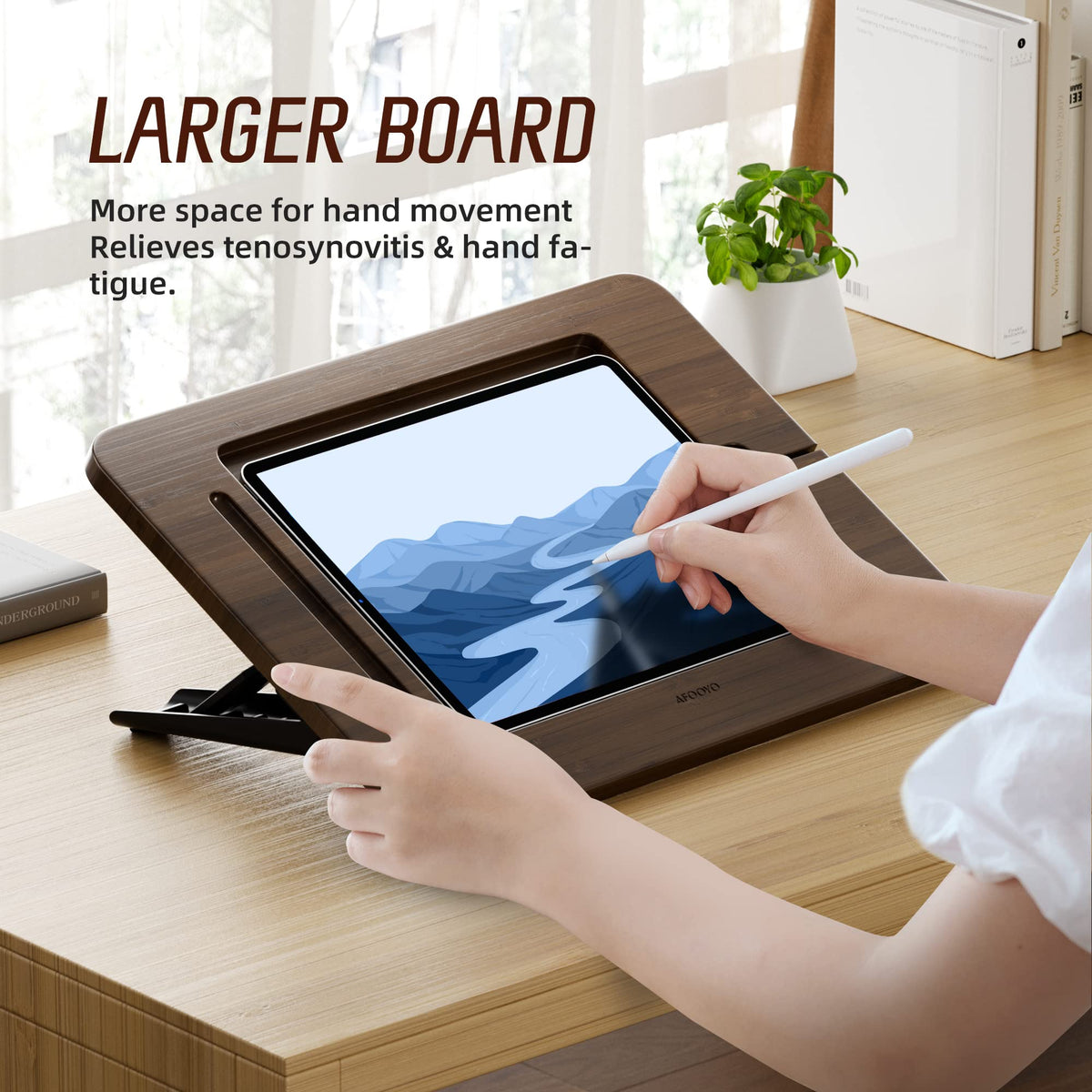 Bamboo Tablet Stand with 5 Pack Pencil Grips U868