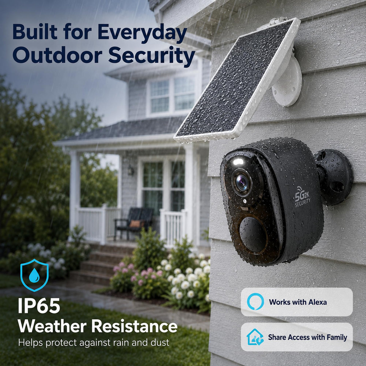 5GHz/2.4G Wireless Outdoor Security Cameras with Solar Panels J57770