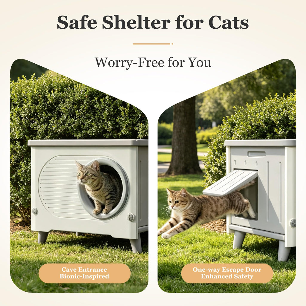 Weatherproof Elevated Outdoor Cat House with Cushion R588869