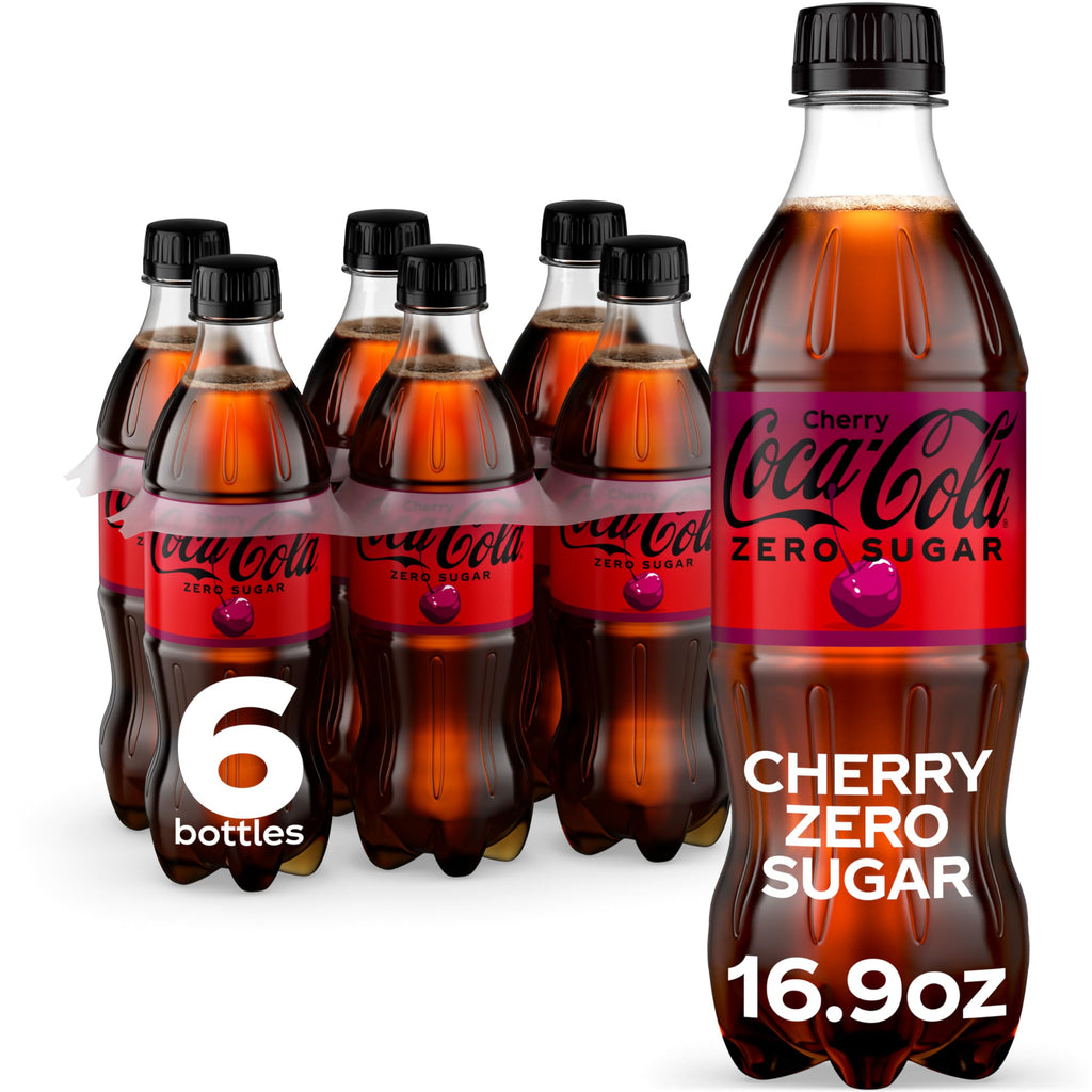 Cherry Soda Soft Drink Bottles, 16.9 fl oz, 6 Pack B913