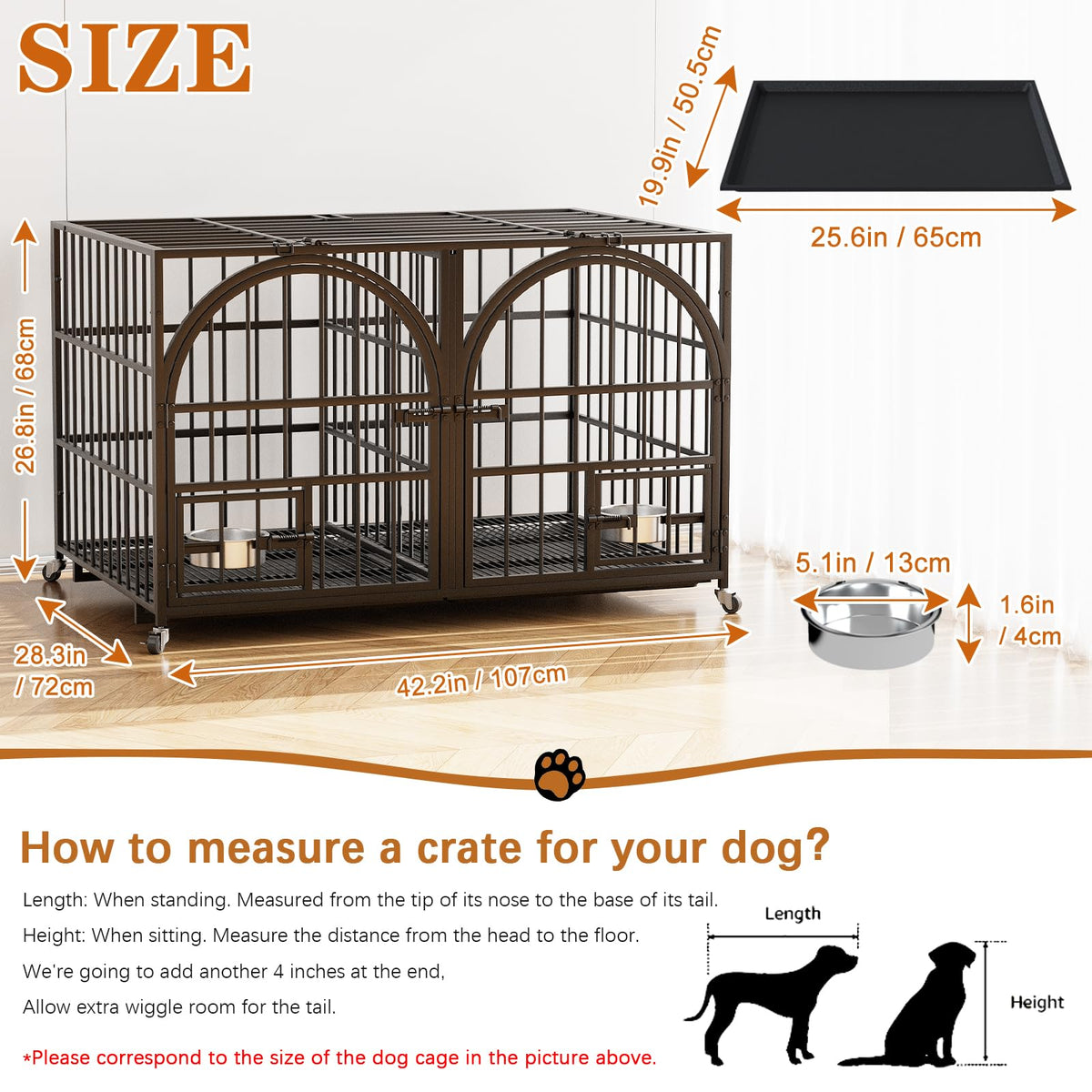 42" Heavy Duty Metal Dog Crate with Divider K561