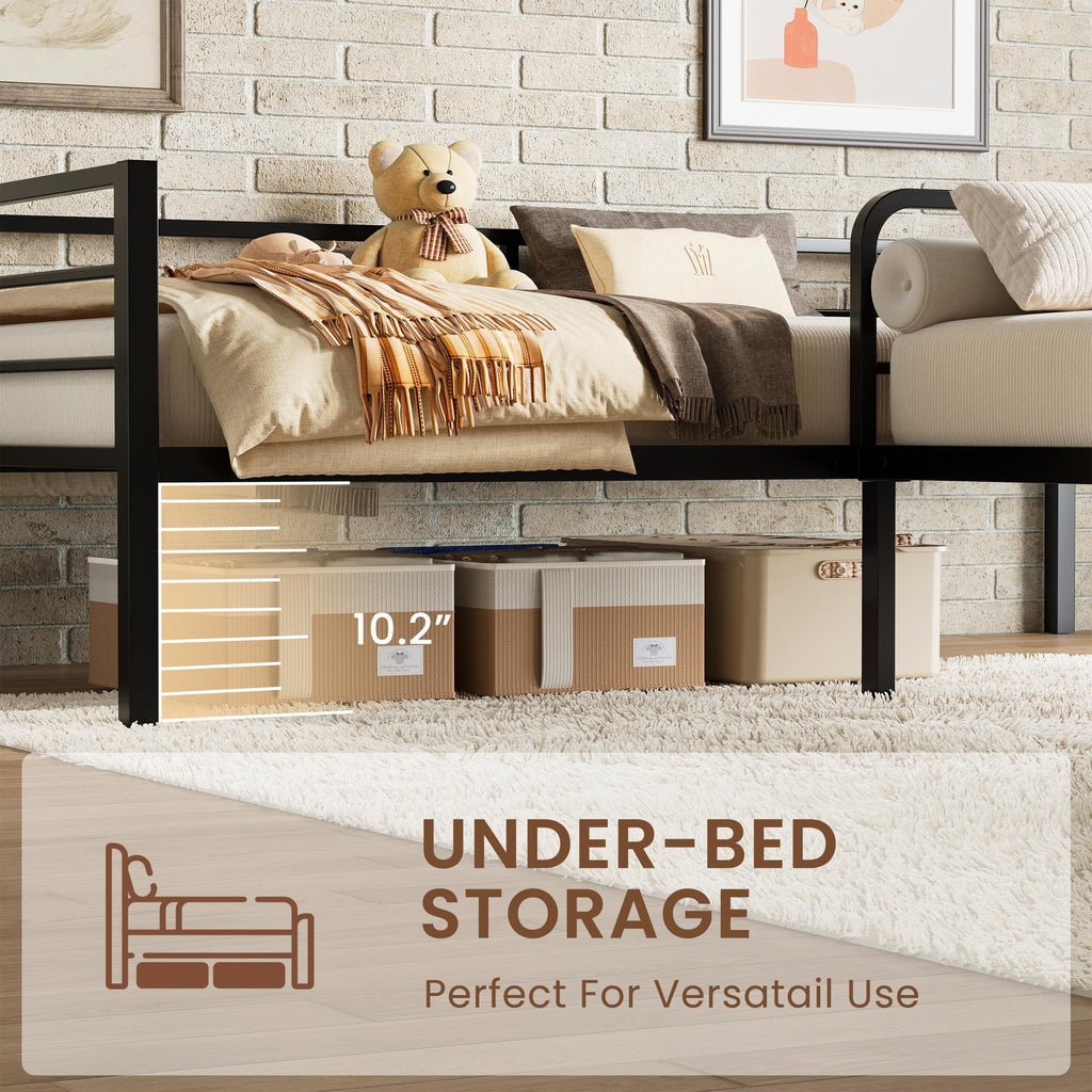 Black L Shaped Twin Beds with Rails I354478