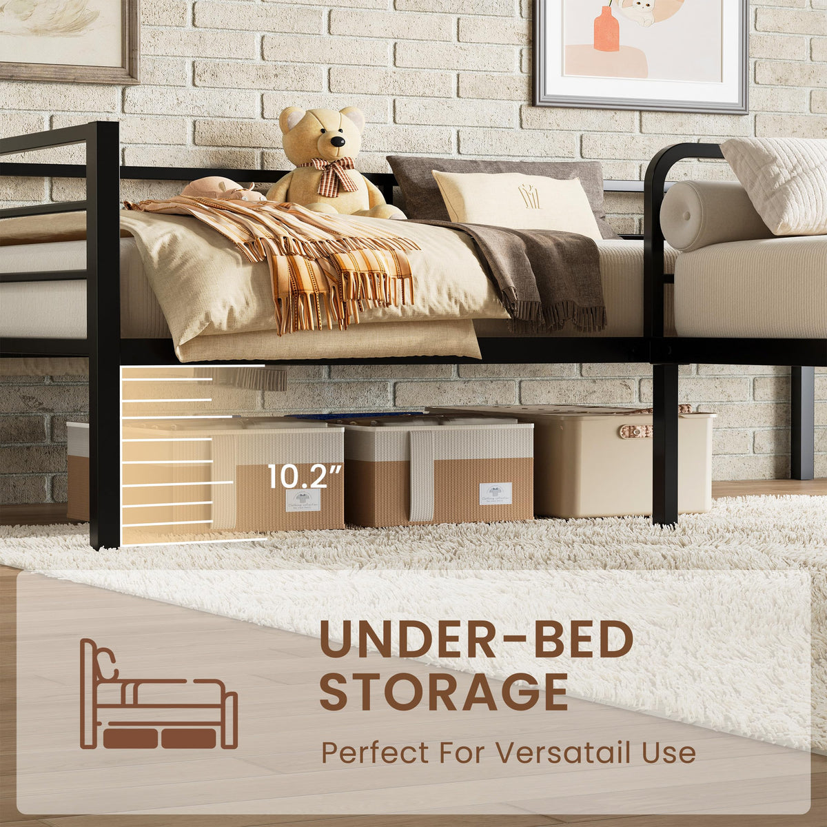 Black L Shaped Twin Beds with Rails I354478