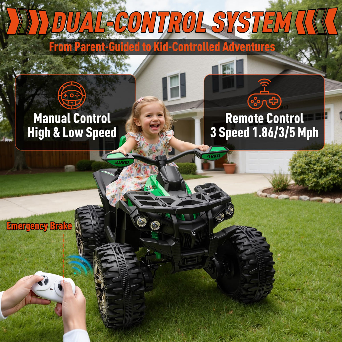24V Kids ATV 4 Wheeler Green Q703