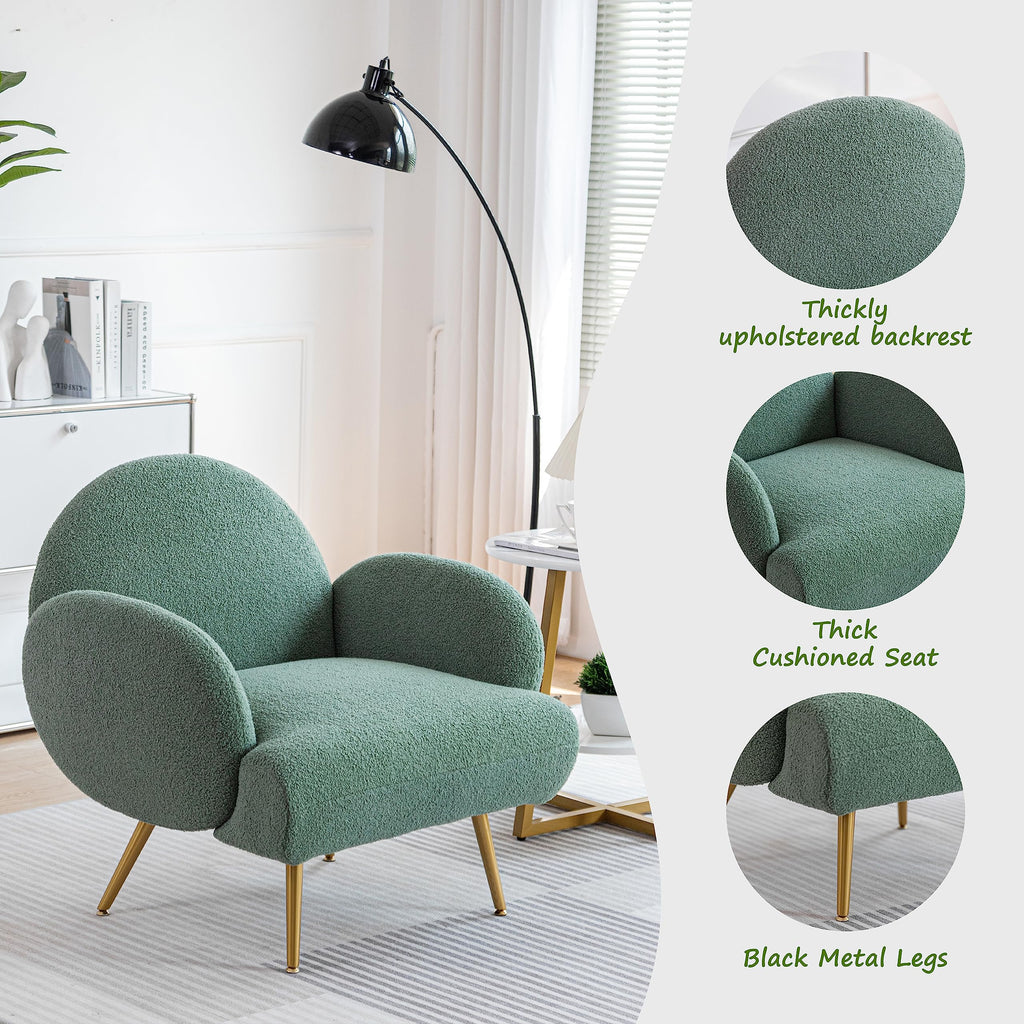 Green Sherpa Accent Chair Set of 2 with Gold Legs K9291