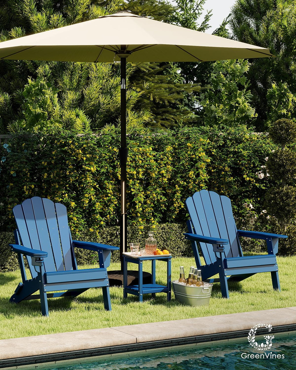 Oversized Folding Adirondack Chairs Set of 2 Blue Q42702