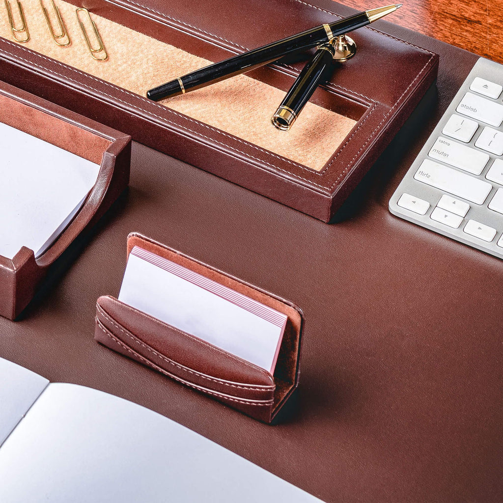 Chocolate Brown Leather 8 Piece Desk Set O992945