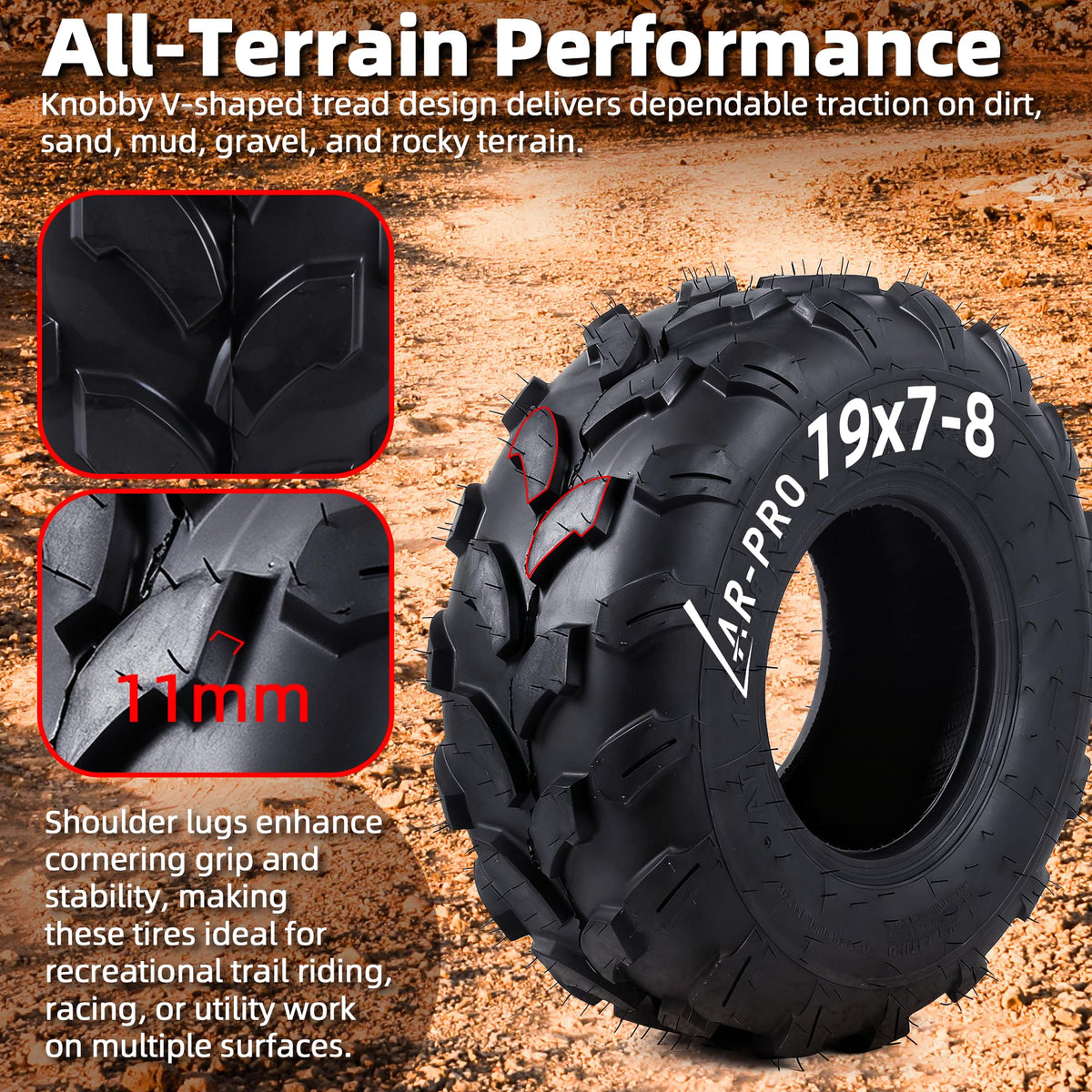 19x7-8 Tubeless All-Terrain ATV UTV Tires I690