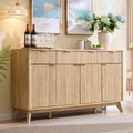 60" Natural Oak Storage Sideboard Cabinet with Drawers H312